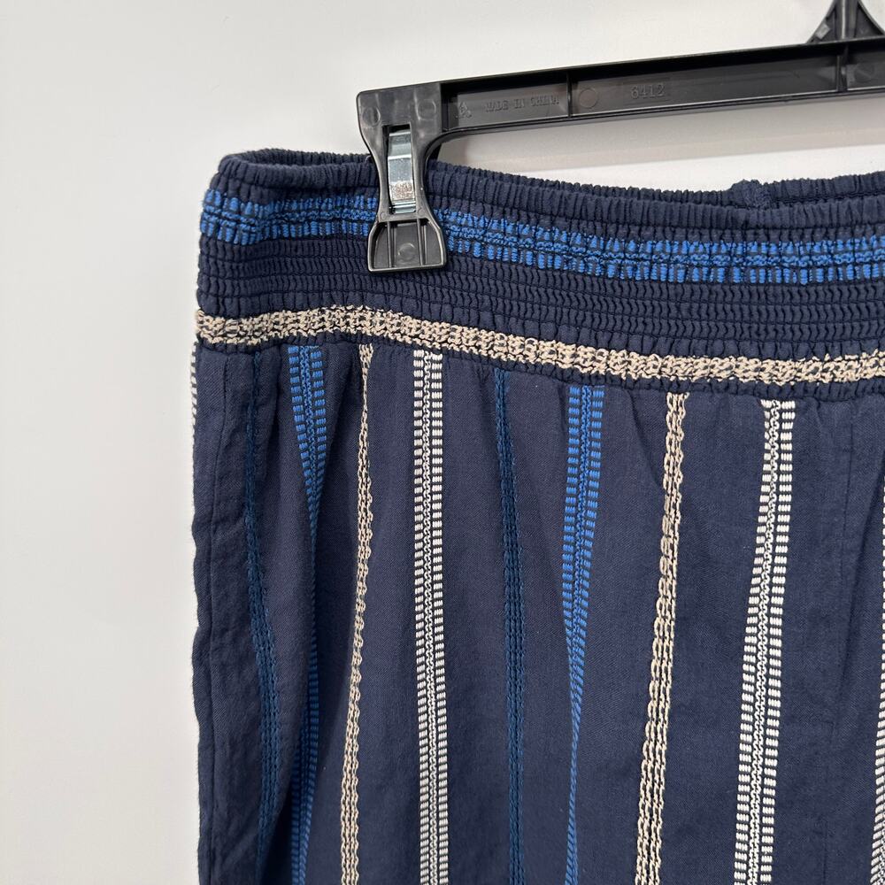 MICHAEL STARS NWT Evereve Navy Embroidered Striped Elastic Waist Pants // XL - Picture 6 of 12